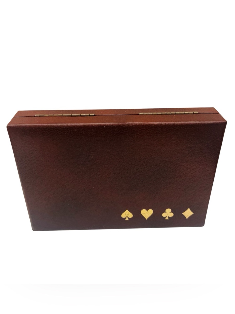 Vintage Embossed Leather Case Congress Playing Cards Hinged Box